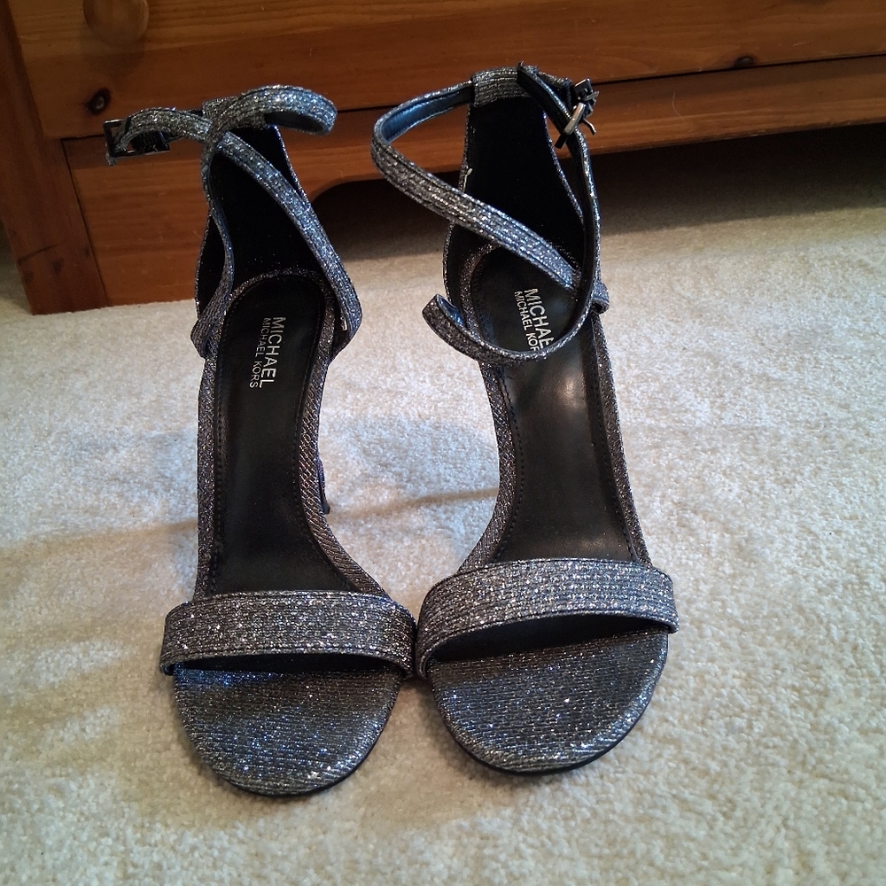 Michael Kors Silver Heels with Glitter Finish